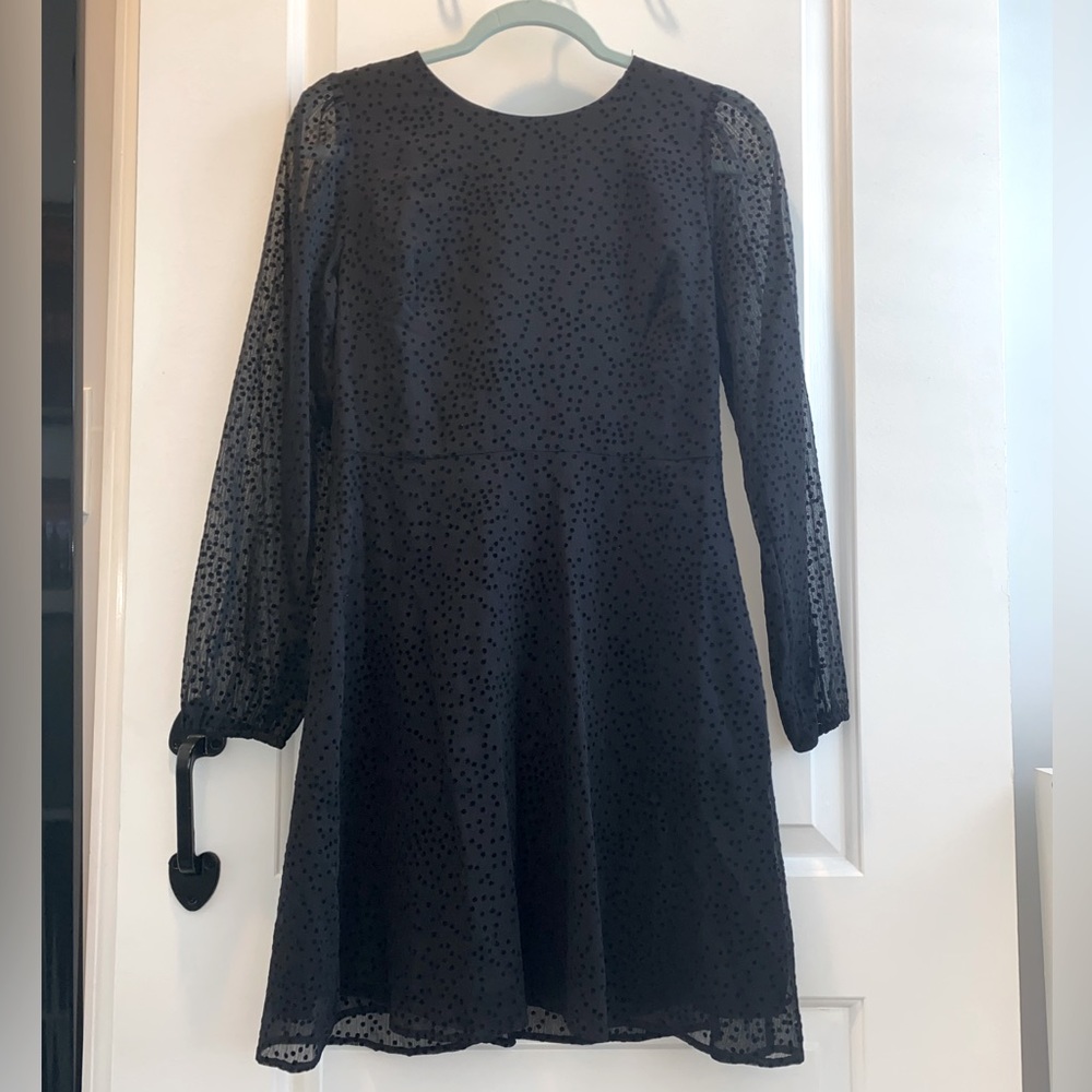 Brand new Loft Outlet long sleeve dotted dress (black, 0)